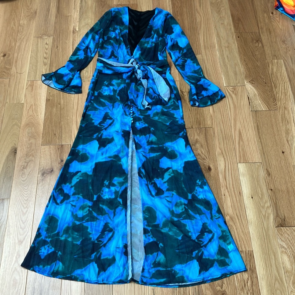 Elegant Parinmi Blue, green and Black Floral Dress